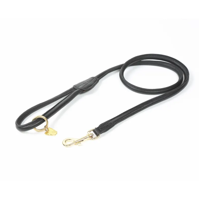 Shires Digby and Fox Rolled Leather Dog Lead - Black